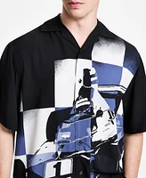 Hugo by Boss Men's Oversized-Fit Printed Camp Shirt