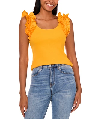 CeCe Women's Ruffle Sleeveless Rib Knit Tank Top