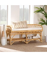 bali & pari Leryn Modern Bohemian Natural Brown Rattan Bench