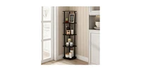 Slickblue 5-Shelf Modern Corner Bookcase with Wood Finish for Space-Saving Storage and Display