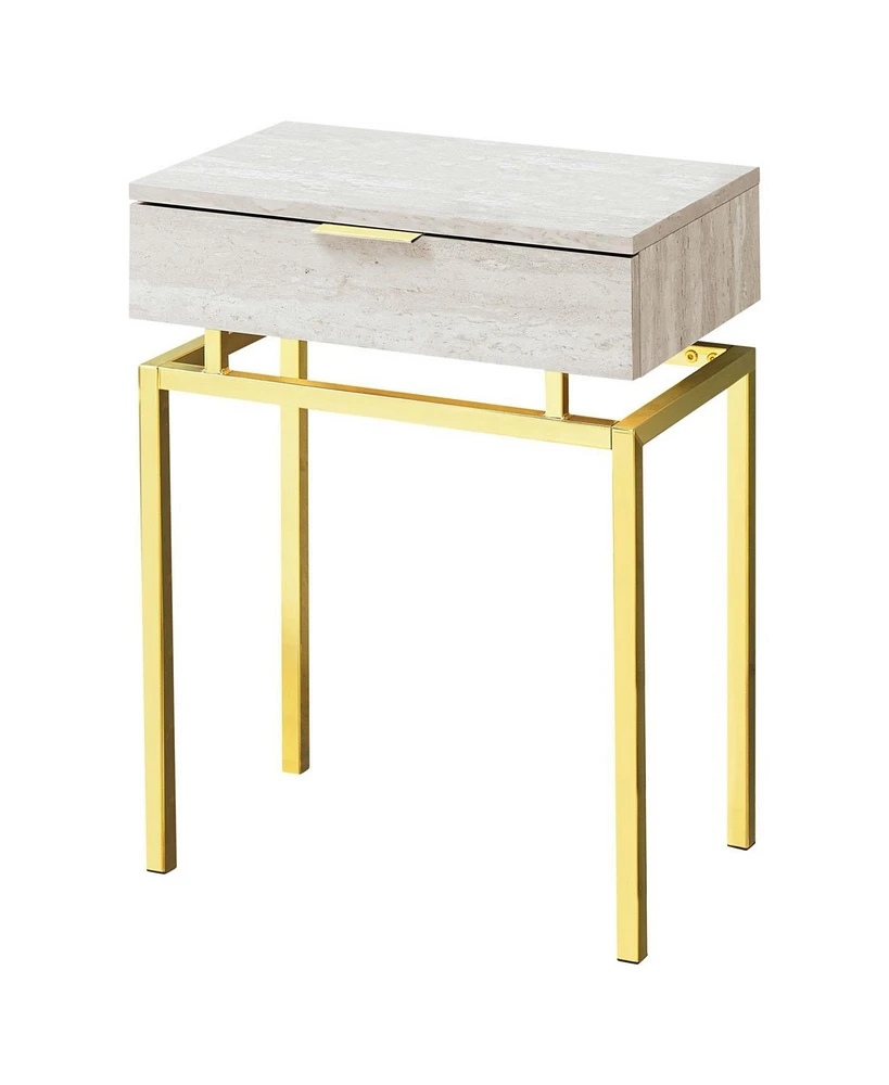 Slickblue 24in Modern End Table 1 Drawer Nightstand Marble Legs