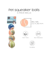 Precious Tails 4-Pack High-Bounce Pet Tennis Balls with Multi Prints