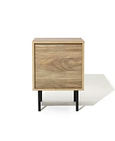 LuxenHome Mid-Century Modern Wave 2-Drawers End Table and Nightstand with Metal Legs