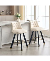 The Pop Home Set of 2 Velvet Swivel Bar Stools, 360 Rotation, Modern Kitchen Chairs-The
