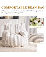 The Pop Home Soft Corduroy Bean Bag Chair with Memory Foam Filling for Living Room-The