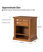 Hulala Home Mulo Traditional Nightstand with Three Ports and Adjustable Shelf