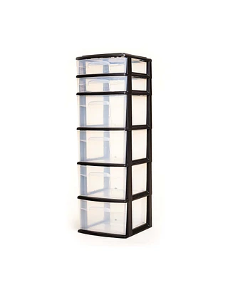 Homz 6-Drawer Plastic Bedroom & Closet Organizer Storage, Clear/Black Frame