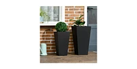 Slickblue Set of 2 Modern Lightweight Outdoor Patio Flower Pot Tall Planter Box