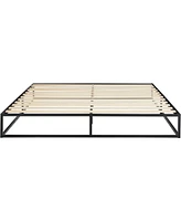 Slickblue Low Profile Modern Metal Wood Slat Platform Bed Frame