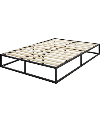 Slickblue Low Profile Modern Metal Wood Slat Platform Bed Frame