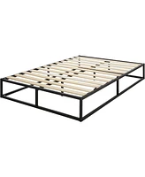 Slickblue Low Profile Modern Metal Wood Slat Platform Bed Frame