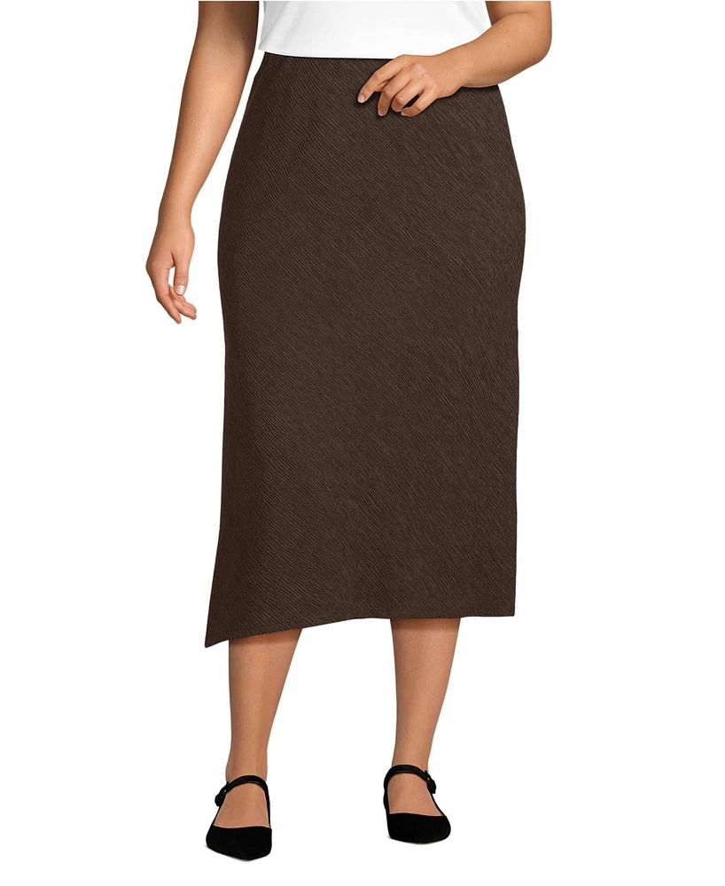 Lands' End Plus Crinkle Midi Skirt