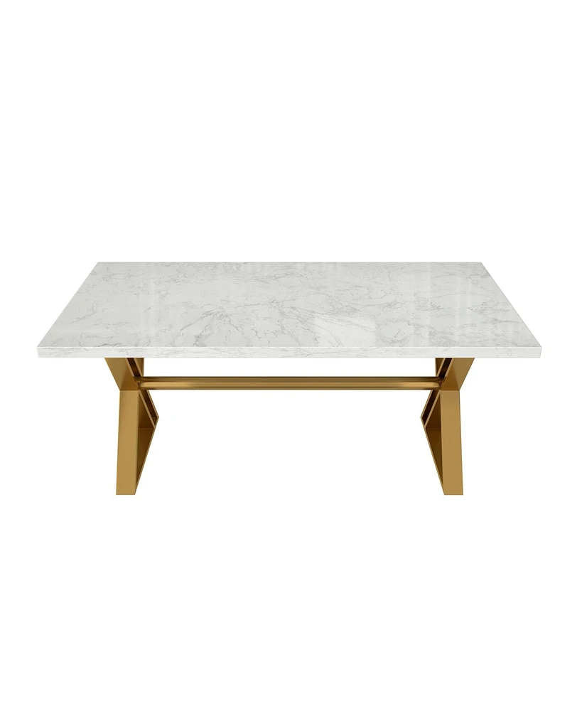 Boyel Living 70.8” Marble Dining Table with Stainless Steel Legs