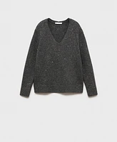 Mango Women's V-Neck Sequin Sweater