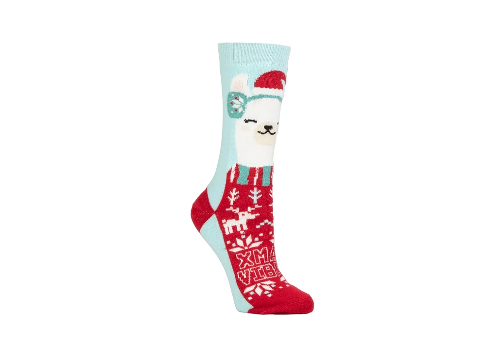 Heat Holders Ultra Lite Ellen Festive Cozy Alpaca Crew Socks