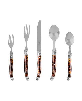 French Home Laguiole Connoisseur 20-Piece 18/10 Flatware Set with Tortoise Handles