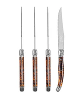 French Home Laguiole Connoisseur 4-Piece Steak Knife Set with Tortoise Handles