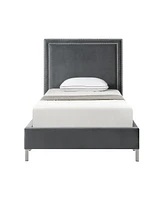 Inspired Home Samuele Velvet Platform Bed Frame and Headboard Set Twin
