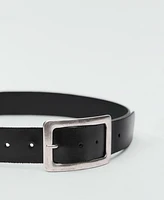 Mango Women's Square Buckle Leather Belt