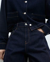 Mango Women's Decorative Seams Detail Straight Jeans