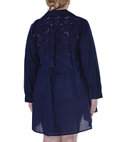 Raviya Plus Cotton Eyelet Button-Front Cover-Up Dress