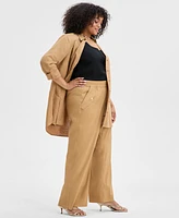 I.n.c. International Concepts Plus Pull-On Wide-Leg Pants, Exclusively at Macy's
