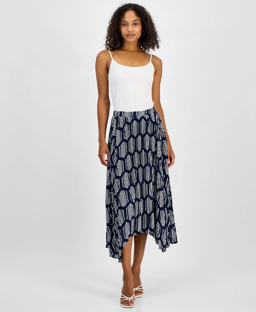 T Tahari Women's Printed Asymmetrical Maxi Skirt