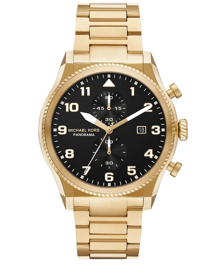 Michael Kors Men's Panorama Chronograph Gold-Tone Stainless Steel Watch, 44mm