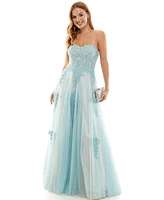 Say Yes Juniors' Strapless Embellished Ballgown, Created for Macy's