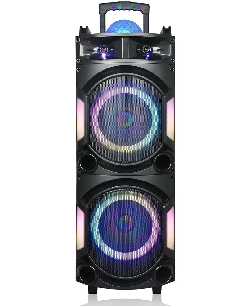 Toptech Edge-210 Bluetooth Speaker, Dual 10" Woofer Disco Light