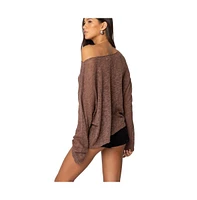 Edikted Women's Bri Oversized Boat Neck Sweater