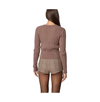 Edikted Women's Beverly Bow Cable Knit Sweater