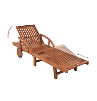 vidaXL Sun Lounger with Table Solid Acacia Wood