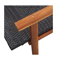 vidaXL Sun Lounger Poly Rattan and Solid Acacia Wood Black