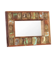 vidaXL Mirror with Buddha Cladding 31.5"x19.7" Solid Reclaimed Wood