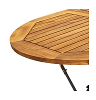 vidaXL Patio Table 63"x33.5"x29.1" Solid Acacia Wood Oval