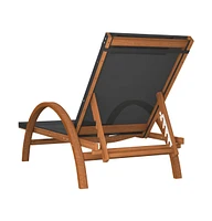 vidaXL Sun Lounger with Pillow Gray Textilene and Solid Wood Poplar