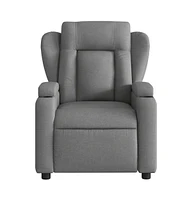 vidaXL Dark Gray Fabric Recliner Chair with 6-Point Vibration Massage, Adjustable Backrest & Footrest, Cup Holders, Side Pocket, Padded Seat, Perfect