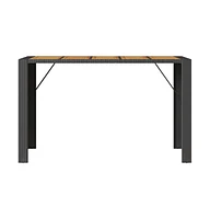 vidaXL Patio Bar Table with Acacia Wood Top Black 72.8"x31.5"x43.3" Poly Rattan