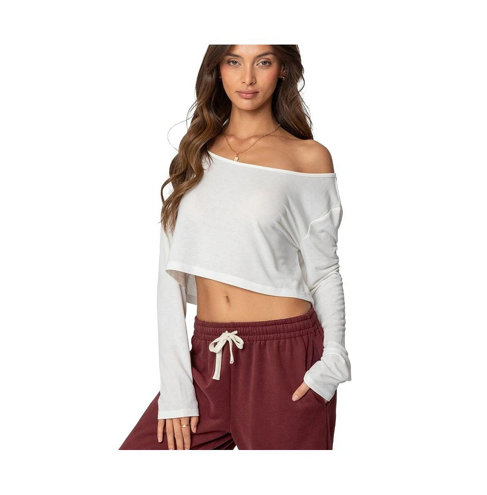 Edikted Women's Cropped Off Shoulder Top