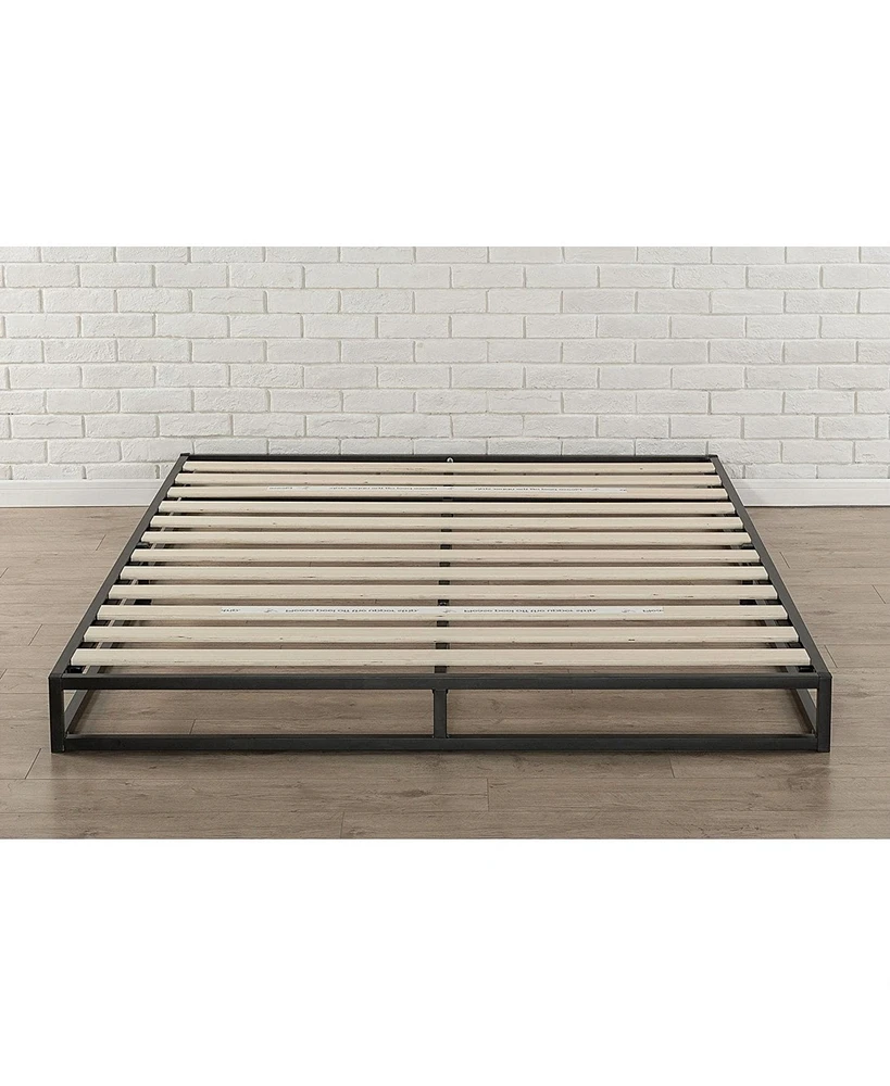 Slickblue Low Profile Metal Platform Bed Frame with Wooden Slats