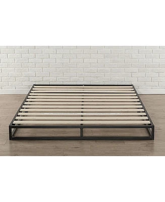 Slickblue Low Profile Metal Platform Bed Frame with Wooden Slats