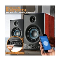 Pyle Hi-Fi Powered Bookshelf Speakers, Bluetooth Desktop Monitor System, 300W with Rca Input, MP3 & Usb Support (Black)