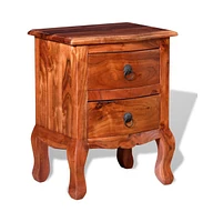 vidaXL Nightstand with Drawers Solid Acacia Wood