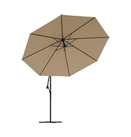Cantilever Garden Parasol with Led Lights and Metal Pole 137.8" Taupe