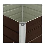 vidaXL Raised Garden Bed Brown 39.4"x39.4"x30.3" Galvanized Steel