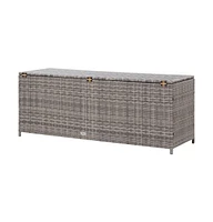 Patio Storage Box Gray 47.2"x19.7"x23.6" Poly Rattan