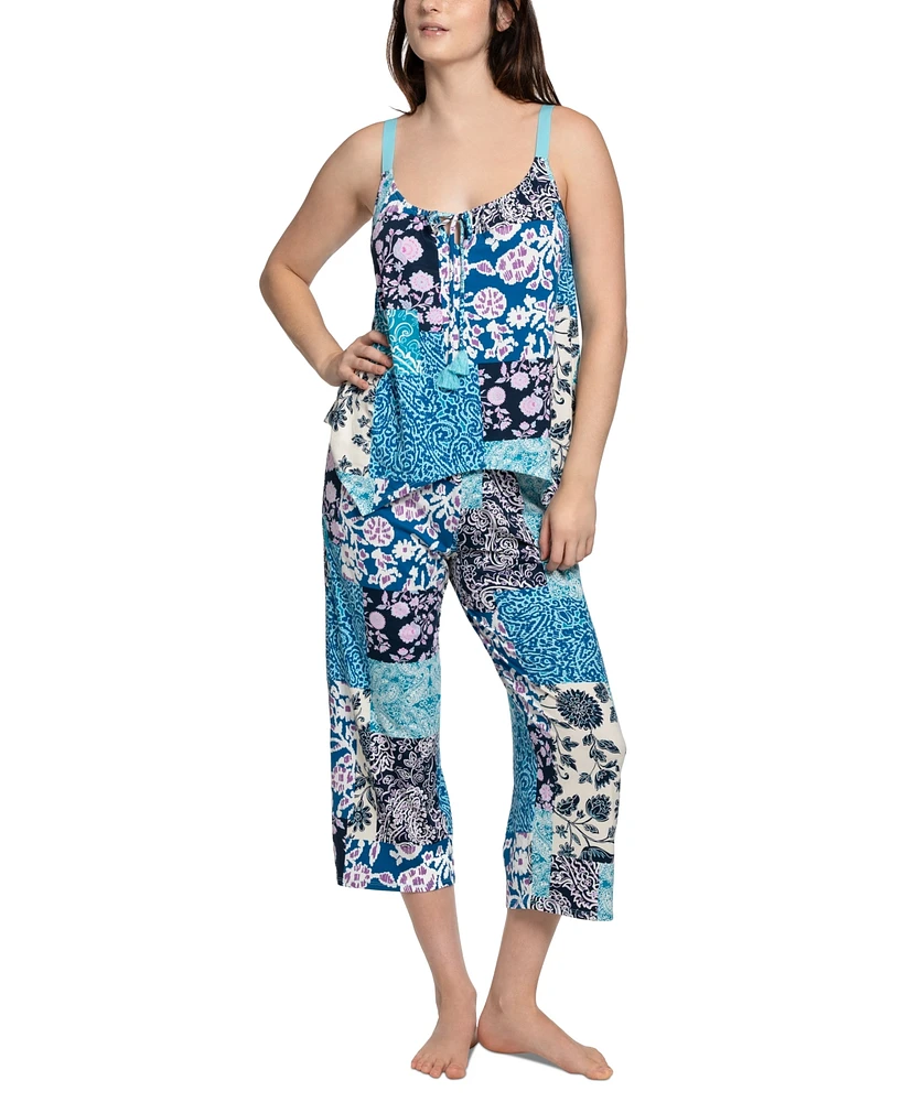 Linea Donatella Women's Maliah Knit Cropped Pants Pajama Set