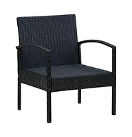 Patio Chair with Cushion Poly Rattan Black