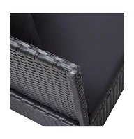 vidaXL Patio Bed with Cushion and Pillow Poly Rattan Black